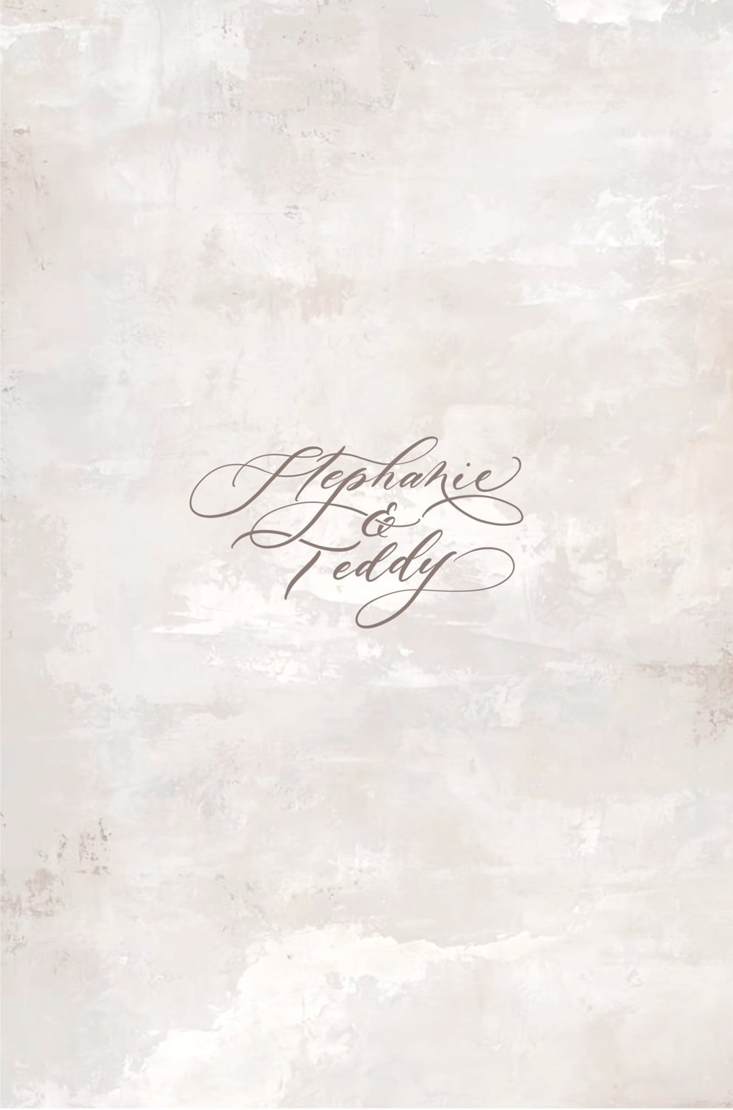 Digital calligraphy wedding names on a soft blush textured background